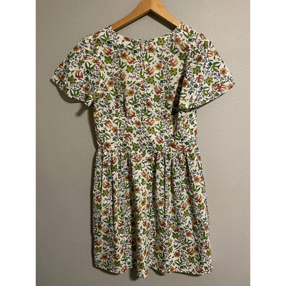Vintage Handmade Womens Dress Medium Floral Pleated Ruffle Prairie Cottagecore - Picture 2 of 6